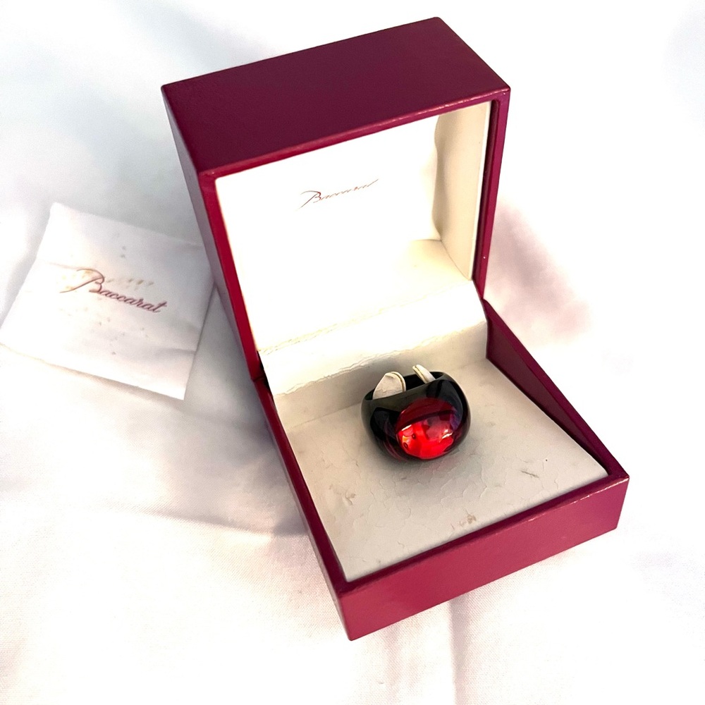 Baccarat Ebony and Scarlet Crystal Ring